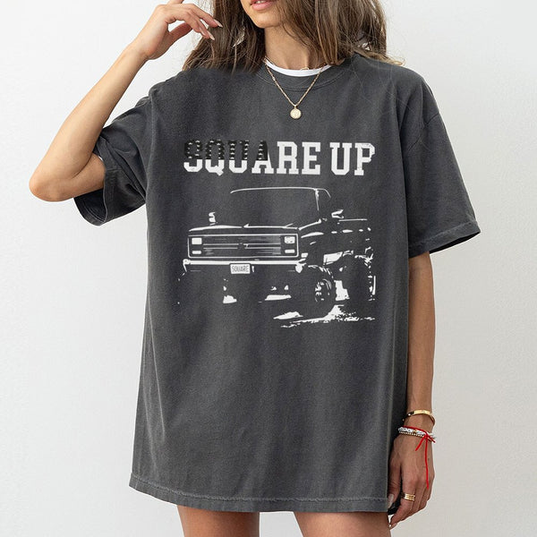 Square Body Truck T-Shirt | Classic American Pickup Graphic | 100% Cotton Premium Tee | Gift for Gearhead Truck Enthusiasts