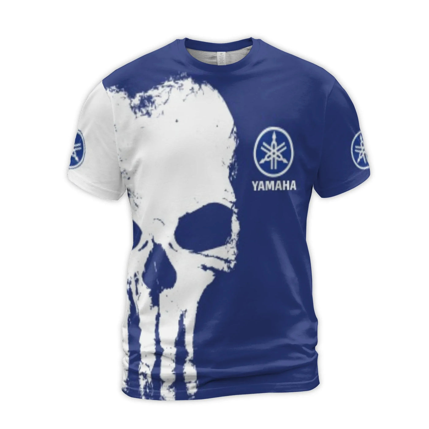 Yamaha Skull Graphic T-Shirt | All-Over 3D Print Design | Premium Polyester Blend | Motorcycle Enthusiast Biker Gift
