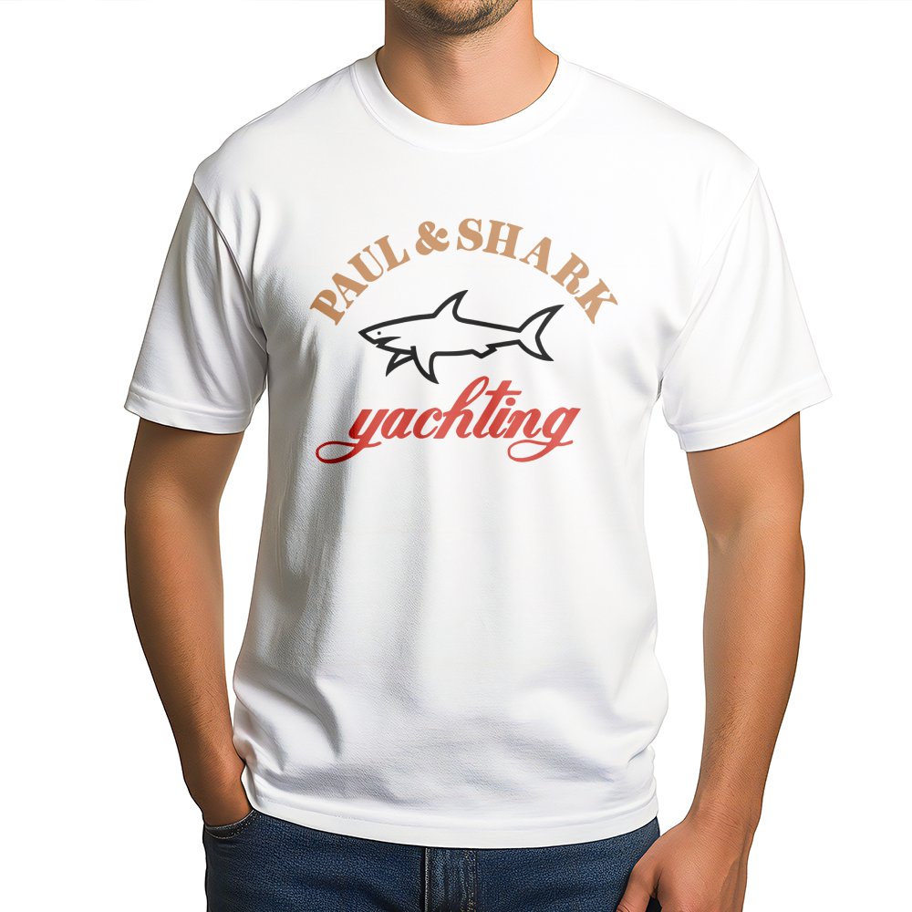 Shark Yachting Graphic T-Shirt | Nautical Ocean Theme Design | 100% Soft Cotton Premium Quality | Casual Gift for Sailors and