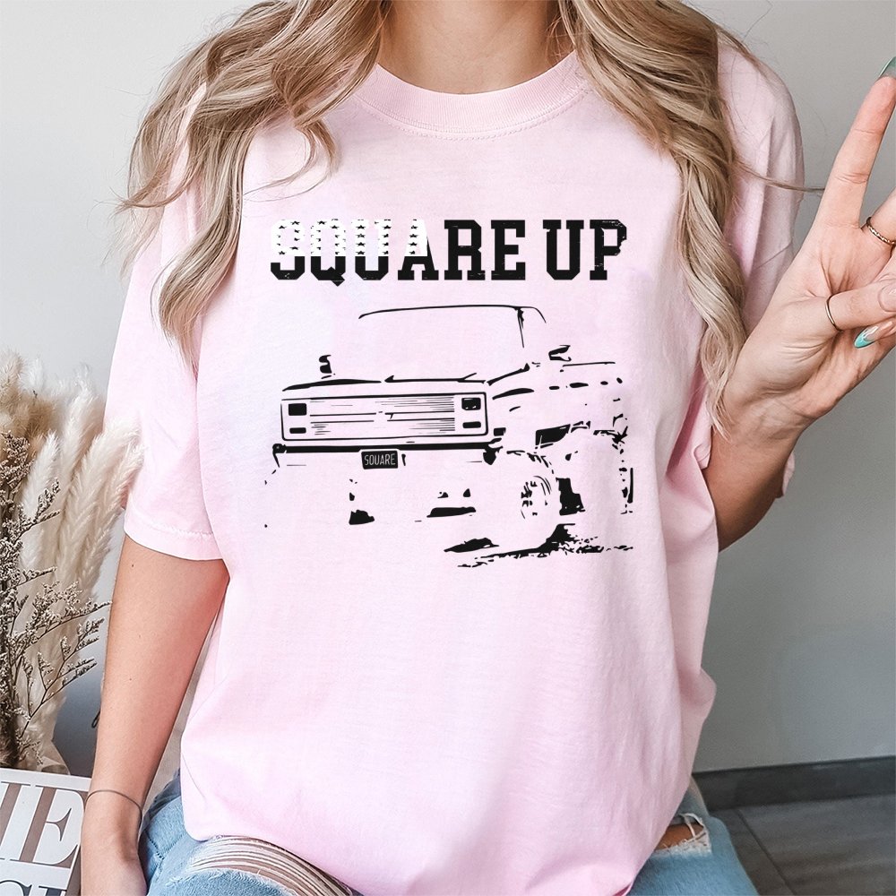 Square Body Truck T-Shirt | Classic American Pickup Graphic | 100% Cotton Premium Tee | Gift for Gearhead Truck Enthusiasts