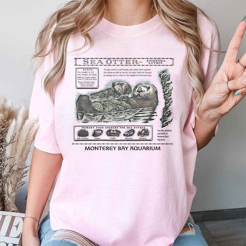 Sea Otter Graphic T-Shirt | Vintage Scientific Illustration Style | Premium 100% Cotton | Nature Lover Marine Biology Gift