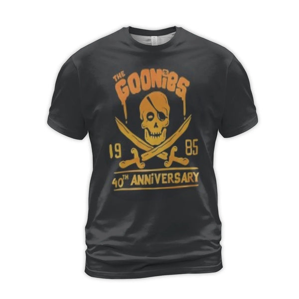 The Goonies 40th Anniversary T-Shirt | Never Say Die Skull Graphic | Premium Polyester Spandex | Vintage 80s Movie Fan Gift