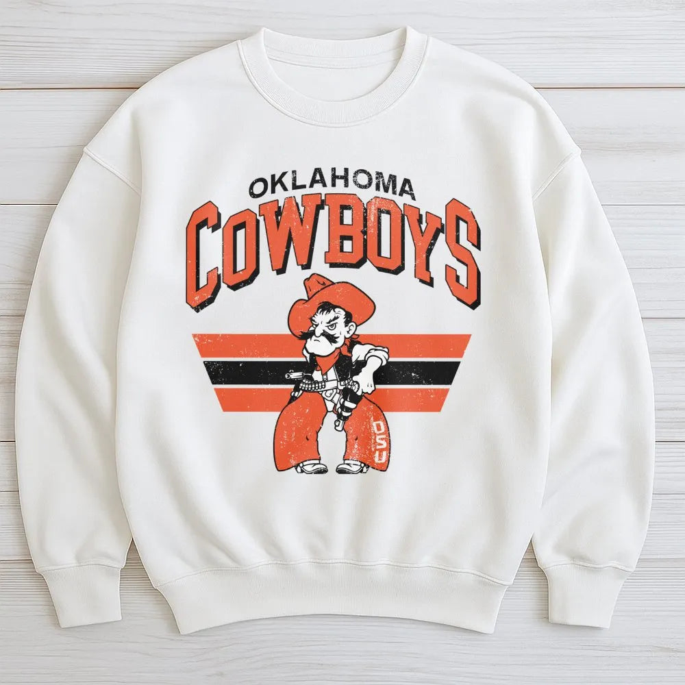 Oklahoma State Cowboys Sweatshirt | Vintage Mascot Graphic Print | Premium Cotton Blend | Unisex College Football Fan Apparel