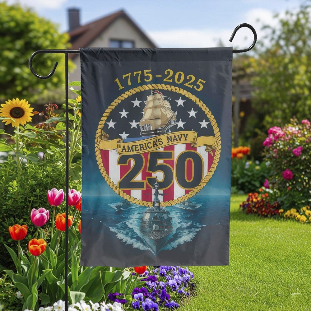 US Navy 250th Anniversary Garden Flag | 1775-2025 Military Commemorative | Premium Fade-Resistant Polyester | Patriotic Gift 
