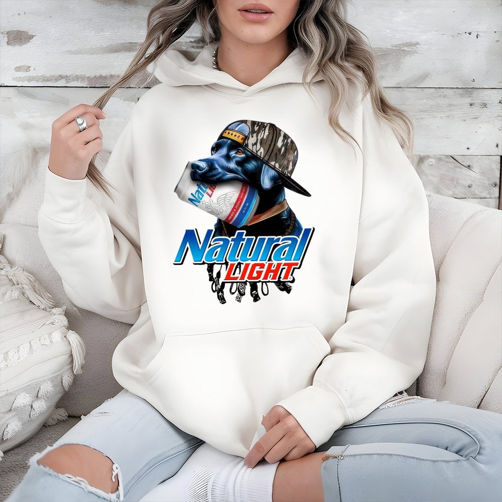 Funny Dog Beer Hoodie | Labrador Retriever Drinking Natty Light Design | Premium Cotton Blend | Gift for Beer Lovers & Dog Ow