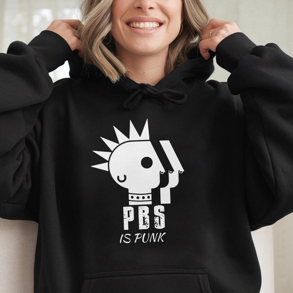 PBS Is Punk Hoodie | Retro 70s Public Broadcasting Graphics | Premium Cotton-Blend | Gift for TV Nostalgia Lovers and Public 