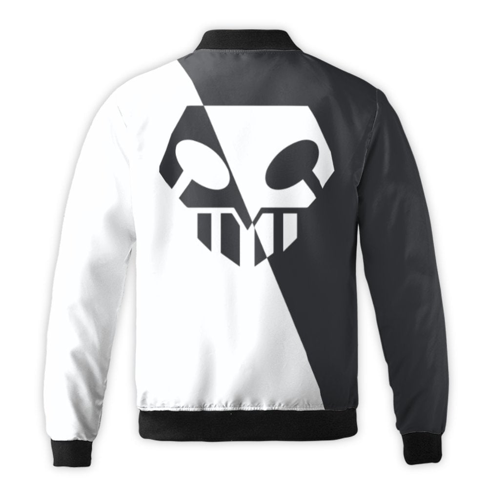 Anime Bomber Jacket | Bleach Ichigo Hollow Mask Graphic | Premium Nylon Streetwear | Unisex Gift for Anime Fans