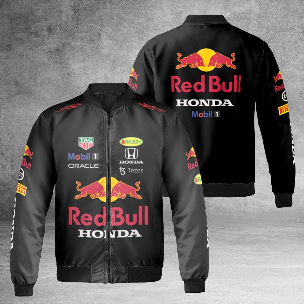 Formula 1 Racing Bomber Jacket | Red Bull Honda F1 Team Style | Durable Nylon Shell | Premium Motorsport Fan Gift for Men and