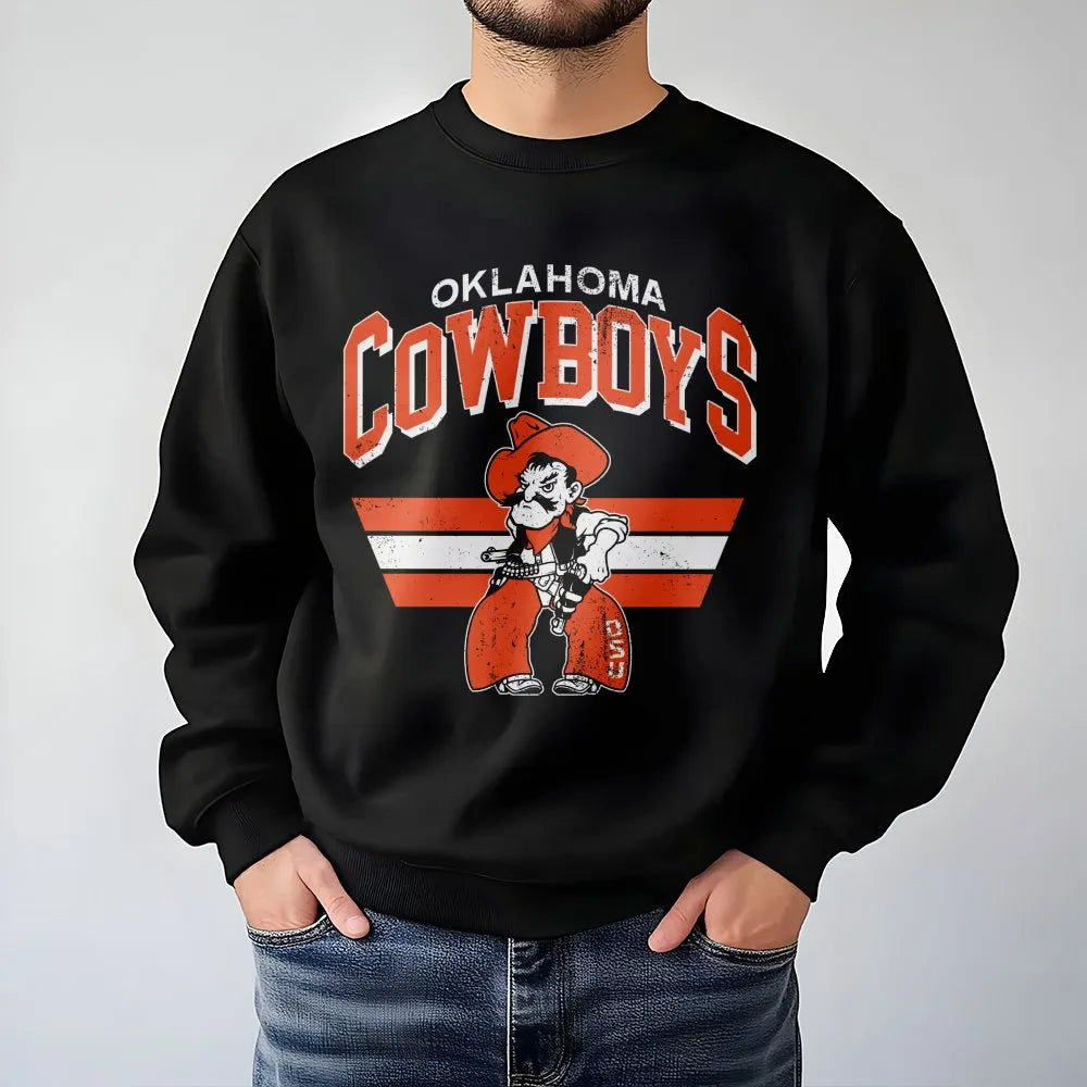 Oklahoma State Cowboys Sweatshirt | Vintage Mascot Graphic Print | Premium Cotton Blend | Unisex College Football Fan Apparel