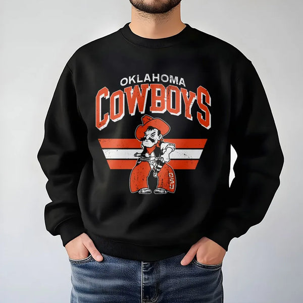 Oklahoma State Cowboys Sweatshirt | Vintage Mascot Graphic Print | Premium Cotton Blend | Unisex College Football Fan Apparel