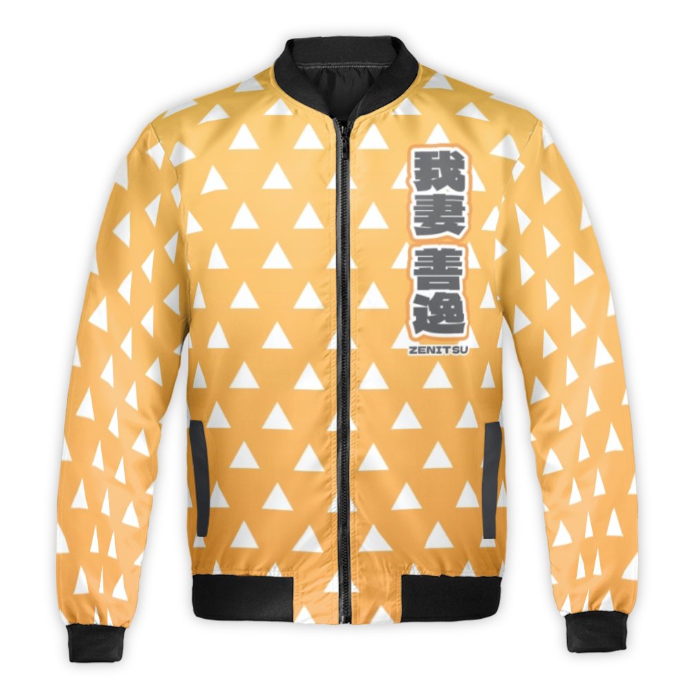 Zenitsu Bomber Jacket | Demon Slayer Anime Streetwear | Premium Nylon Quilted | Unisex Cosplay Gift for Fans