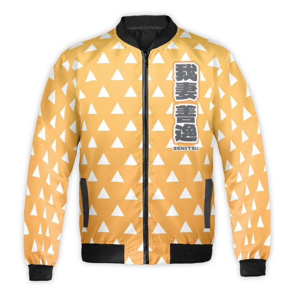 Zenitsu Bomber Jacket | Demon Slayer Anime Streetwear | Premium Nylon Quilted | Unisex Cosplay Gift for Fans