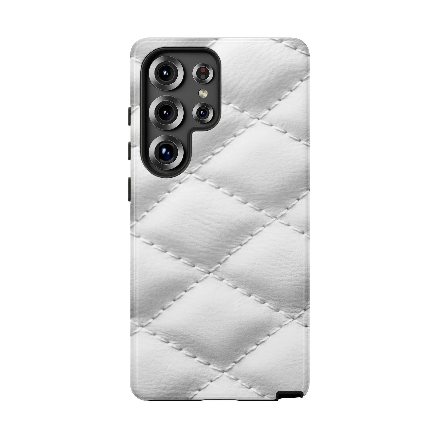 White Quilted Leather Phone Case | Elegant Diamond Pattern Cover | Premium Dual-Layer Protection | Samsung Galaxy S25 S24 S23