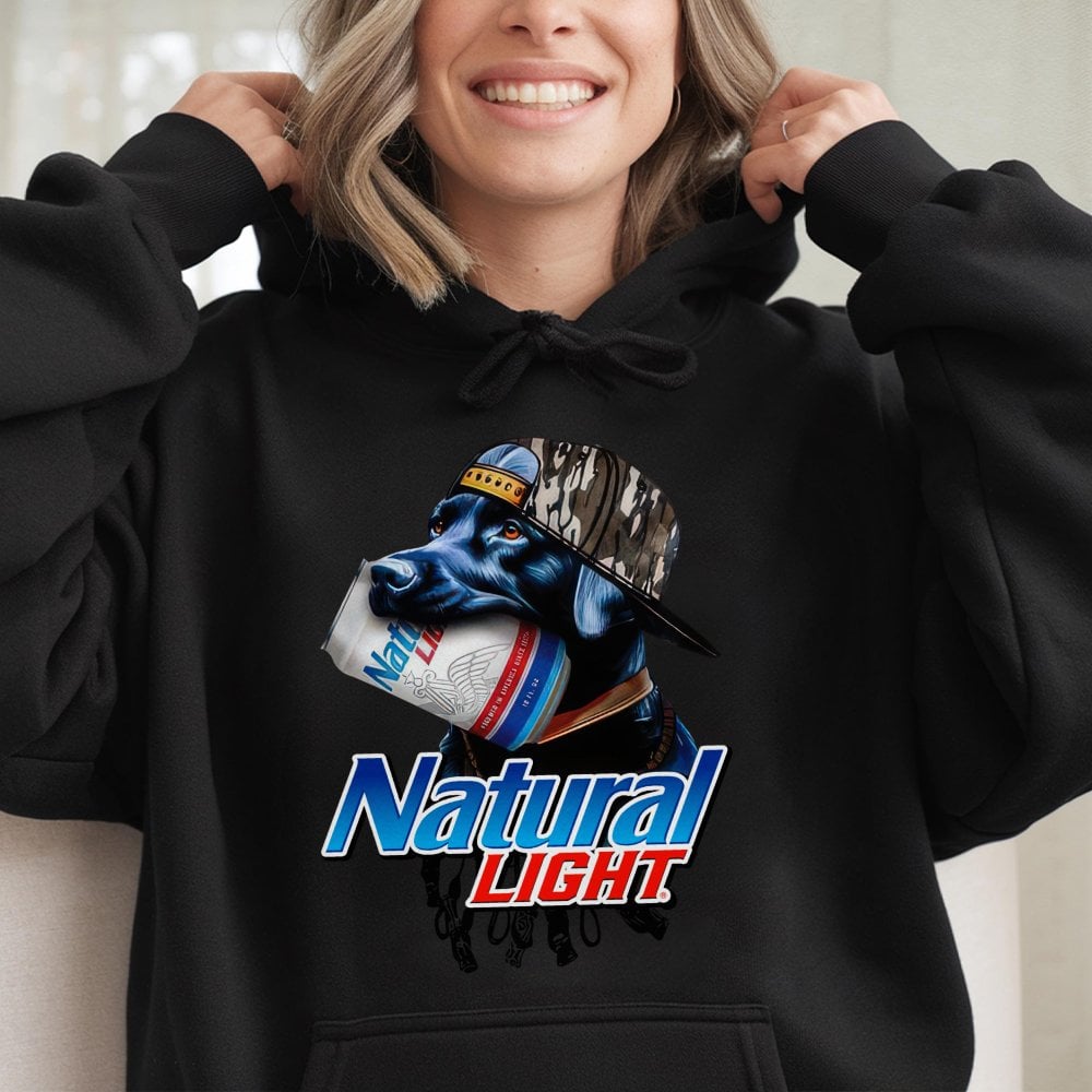 Funny Dog Beer Hoodie | Labrador Retriever Drinking Natty Light Design | Premium Cotton Blend | Gift for Beer Lovers & Dog Ow