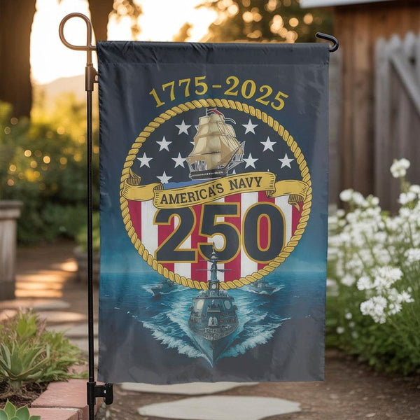 US Navy 250th Anniversary Garden Flag | 1775-2025 Military Commemorative | Premium Fade-Resistant Polyester | Patriotic Gift 