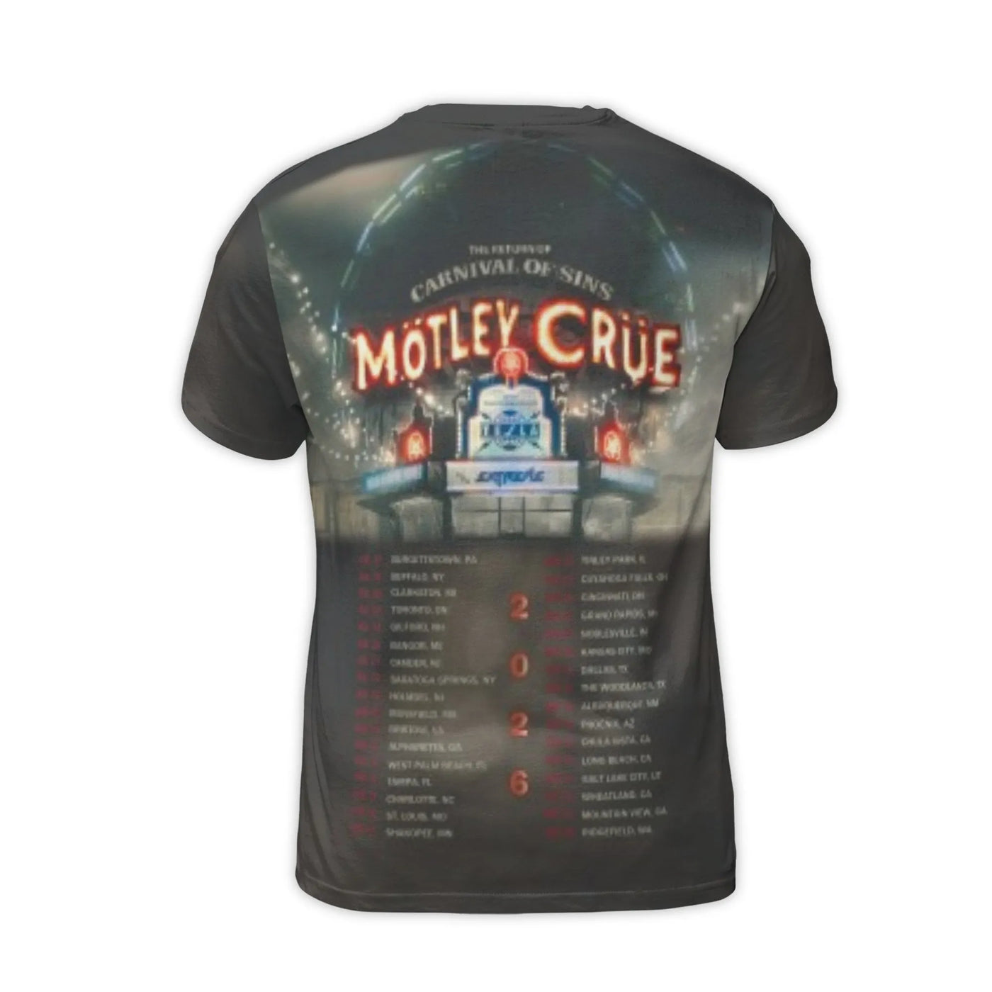 Motley Crue 2026 Tour T-Shirt | Carnival of Sins Graphic Tee | Premium Polyester Blend | Band Merch Gift for Rock Fans