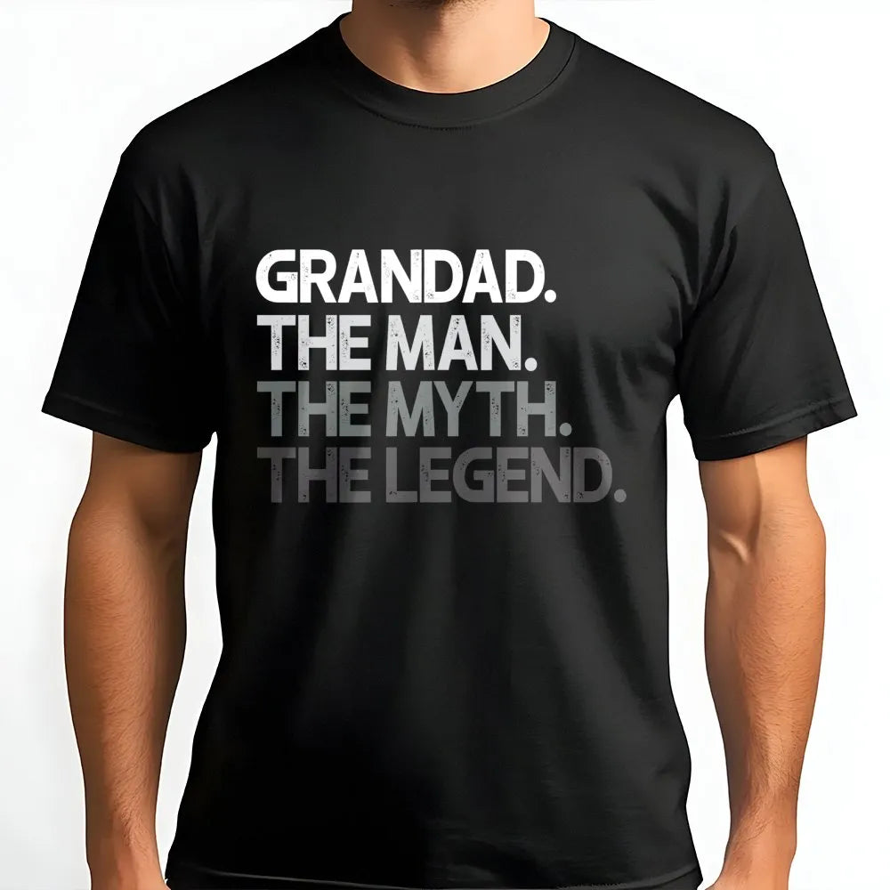 Grandad The Man The Myth The Legend T-Shirt | Vintage Graphic Print | 100% Cotton Premium Comfort | Funny Gift for Grandpa, F