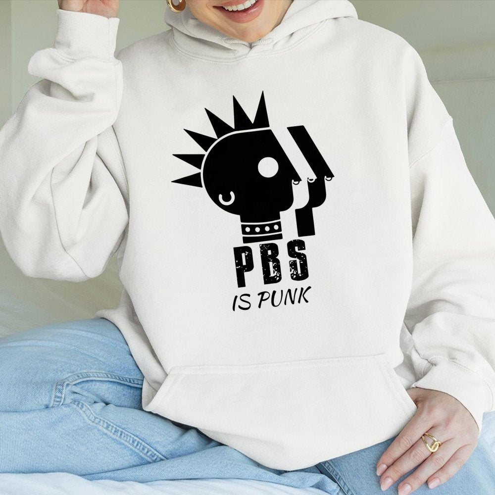 PBS Is Punk Hoodie | Retro 70s Public Broadcasting Graphics | Premium Cotton-Blend | Gift for TV Nostalgia Lovers and Public 