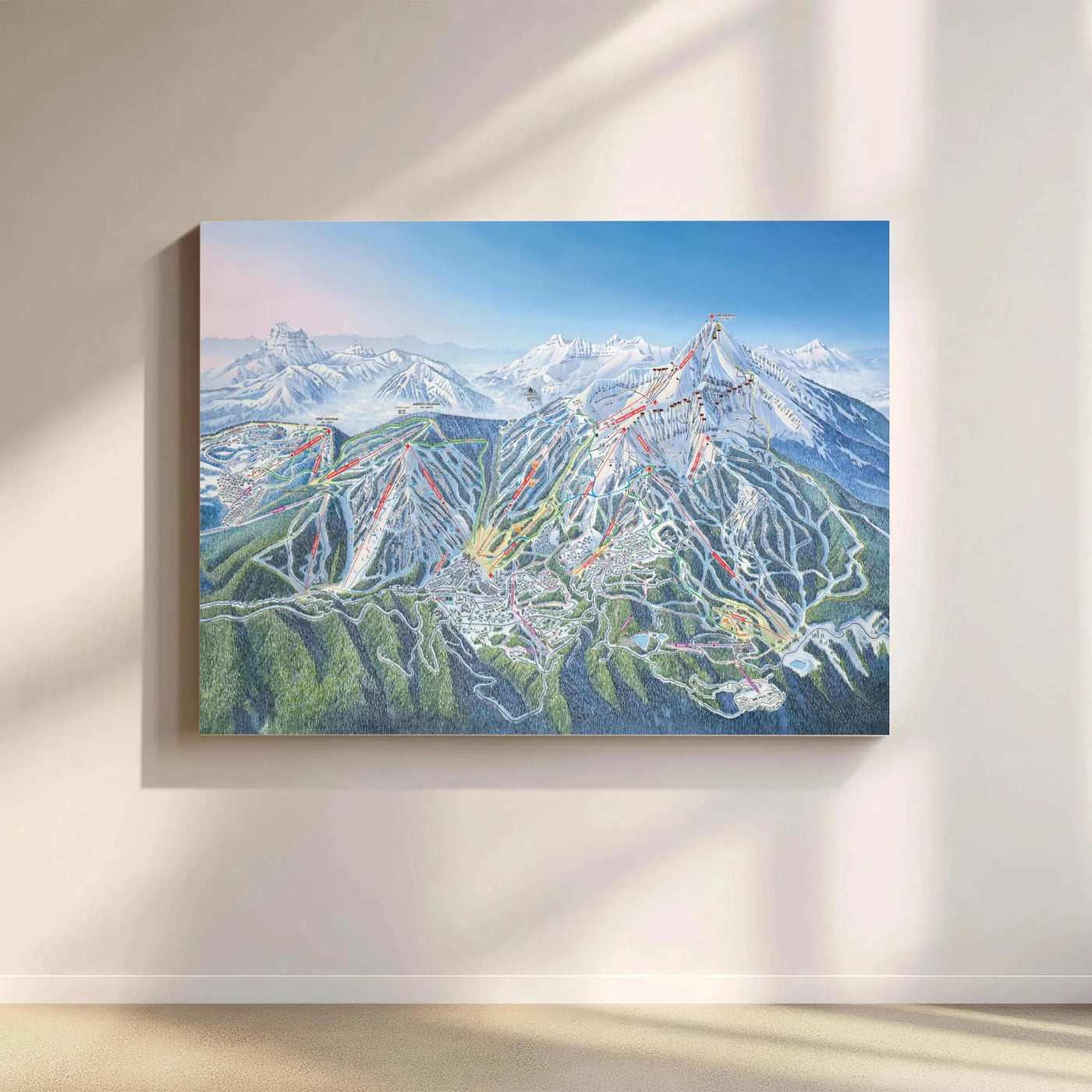 Big Sky Montana Ski Resort Map | Lone Mountain Trail Guide Wall Art | Premium Gallery Wrapped Canvas | Gift for Skiers and Mo