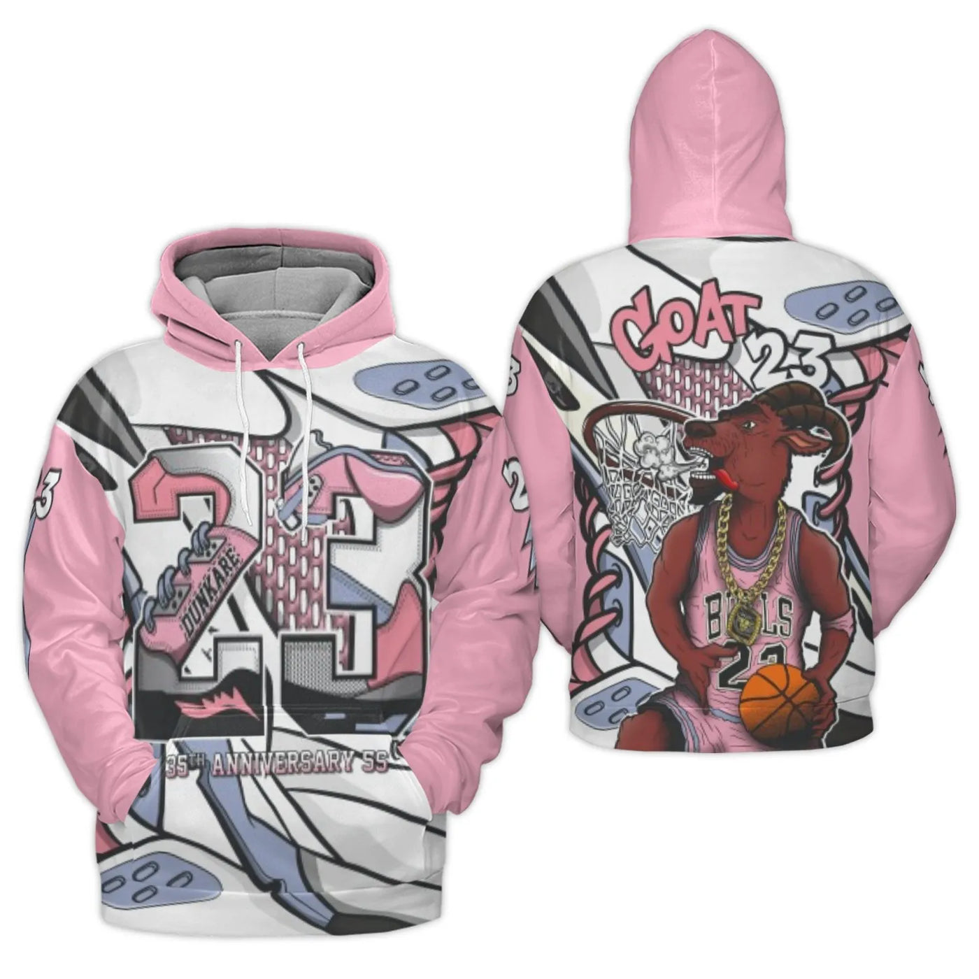 Basketball GOAT 23 Hoodie | Pink Sneaker Graphic Streetwear | Premium Brushed Polyester | Gift For Basketball Fans And Player