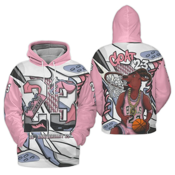 Basketball GOAT 23 Hoodie | Pink Sneaker Graphic Streetwear | Premium Brushed Polyester | Gift For Basketball Fans And Player
