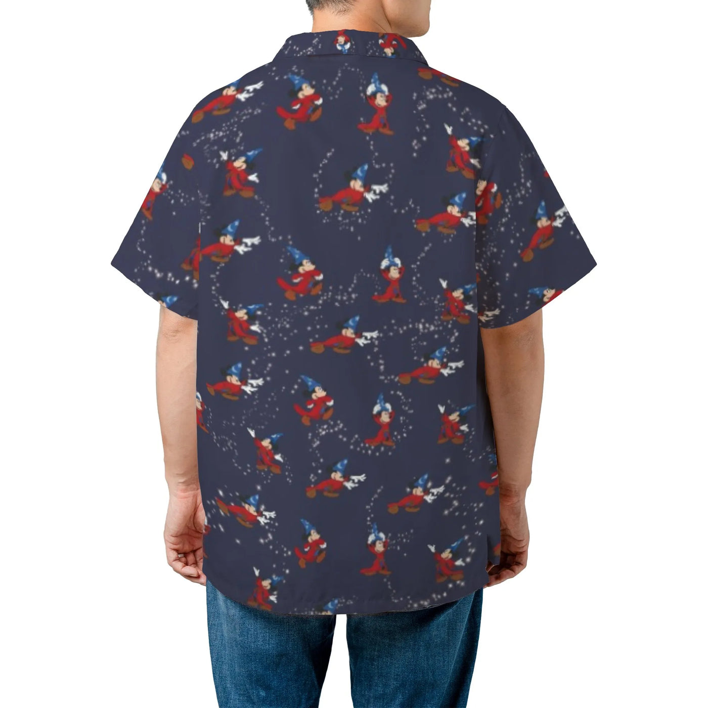 Sorcerer Mickey Hawaiian Shirt | Fantasia All-Over Print Button Up | Premium Lightweight Polyester | Vacation Beachwear Gift 
