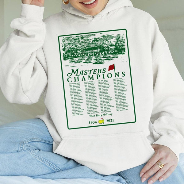 Golf Champions Hoodie | Historical Masters Winner List Graphic | Premium Cotton Blend | Gift for Golf Lovers & Tournament Fan