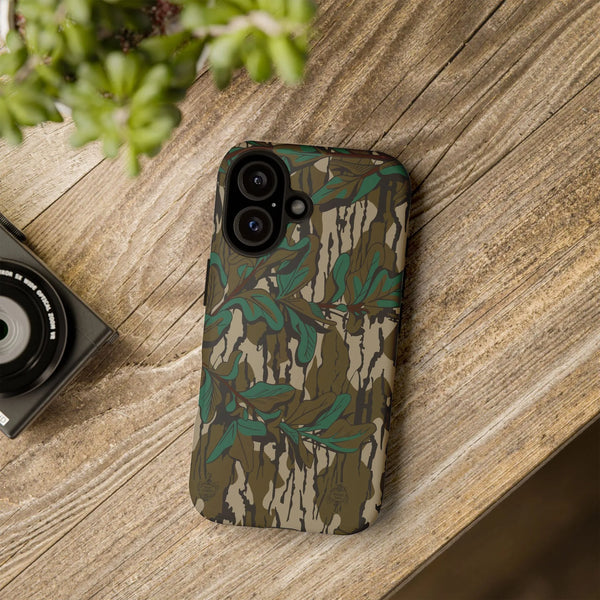 Mossy Oak Bottomland Camo iPhone Case | Green Leaf Pattern | Dual-Layer Polycarbonate | Hunting Gear Gift for Outdoorsmen