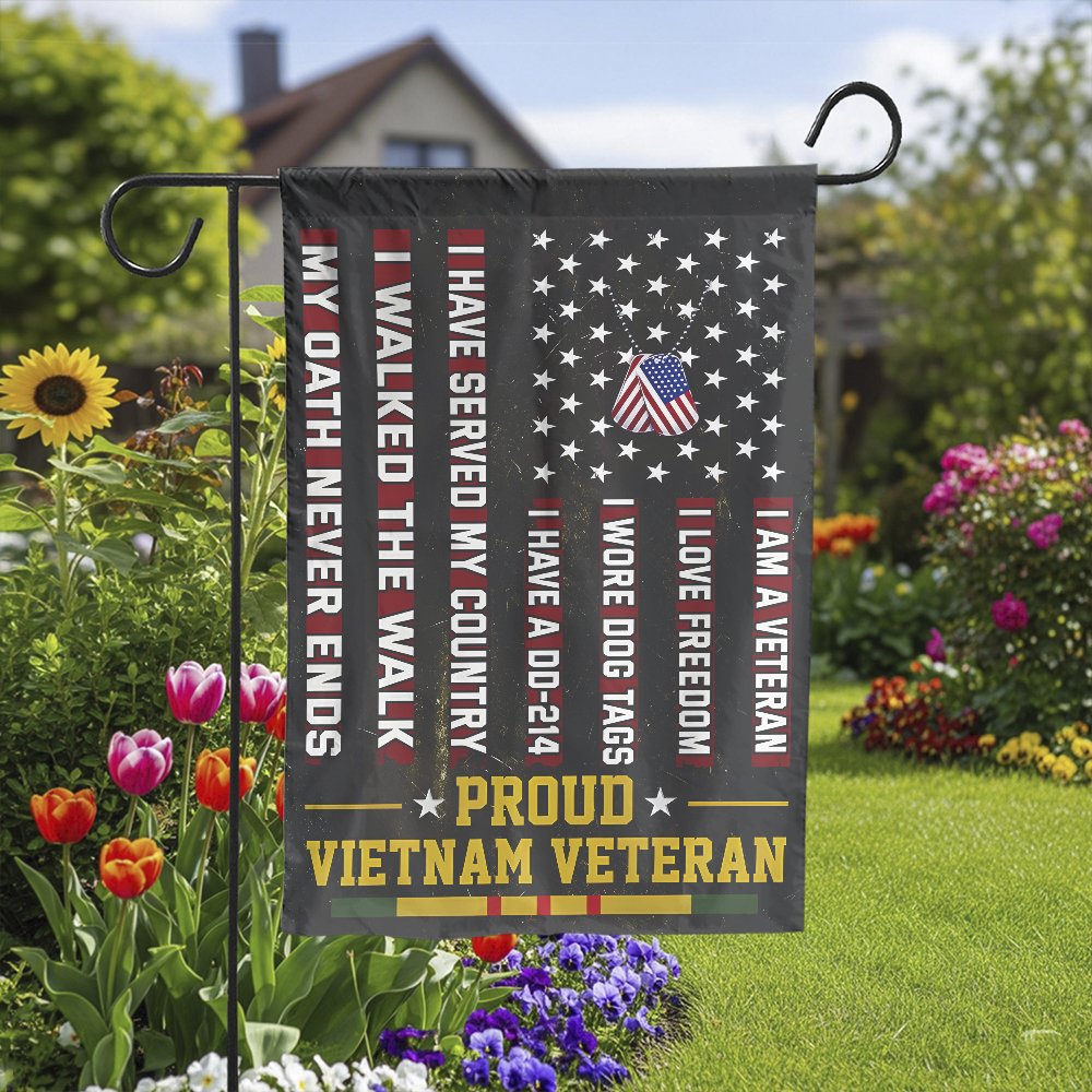 Proud Vietnam Veteran Garden Flag | Patriotic Military Service Memorial | Premium Weather-Resistant Fabric | Thoughtful Veter