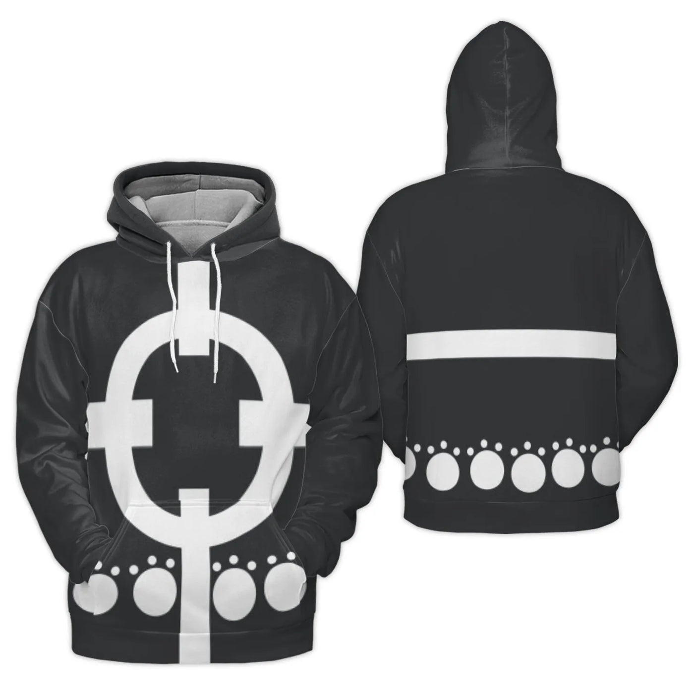 Anime Character Hoodie | Bartholomew Kuma Symbol 3D Pullover | Premium Polyester Fleece | Gift for One Piece Fans & Cosplay E