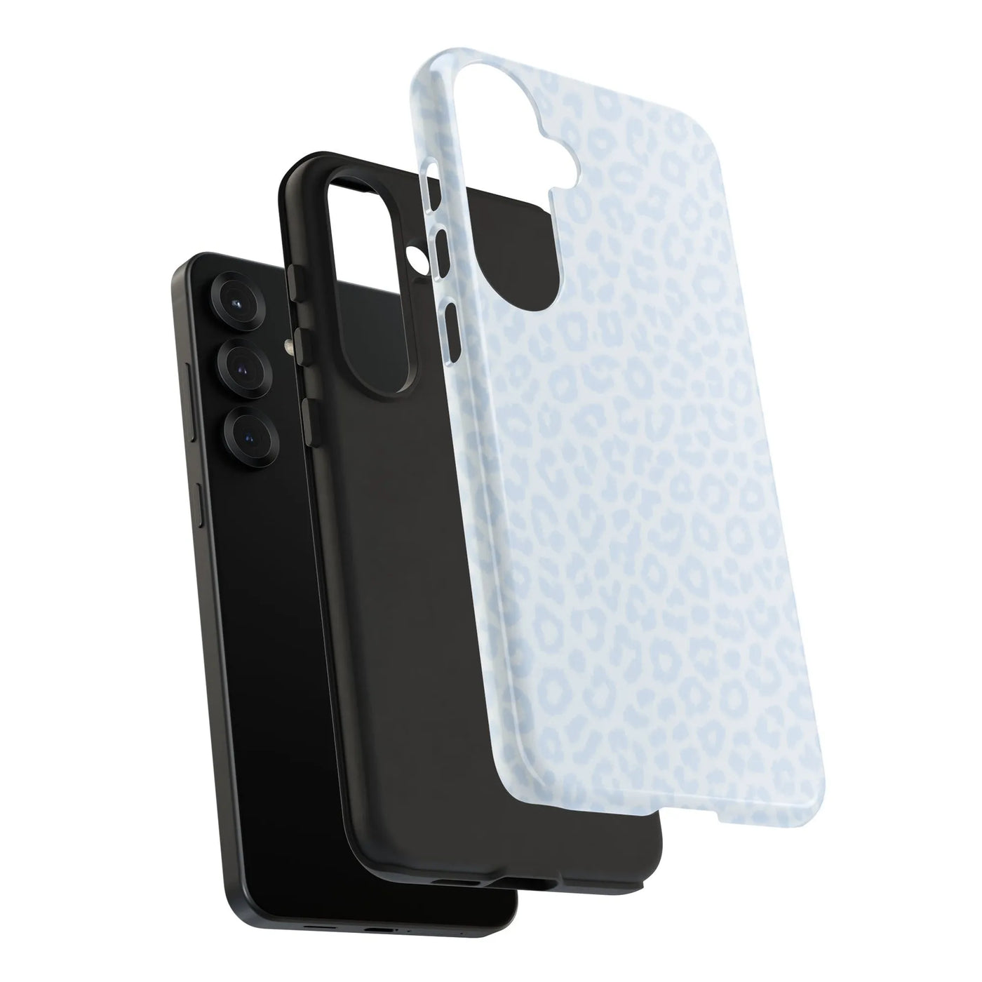 Light Blue Leopard Print Phone Case | Dual-Layer Protective Cover | Polycarbonate & TPU Shell | Aesthetic Samsung Galaxy Acce