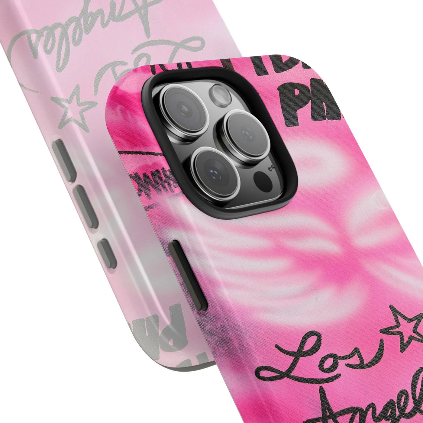 Los Angeles Phone Case | Pink Airbrush Angel Wings Design | Dual-Layer Polycarbonate | Trendy Y2K Aesthetic Gift for Her