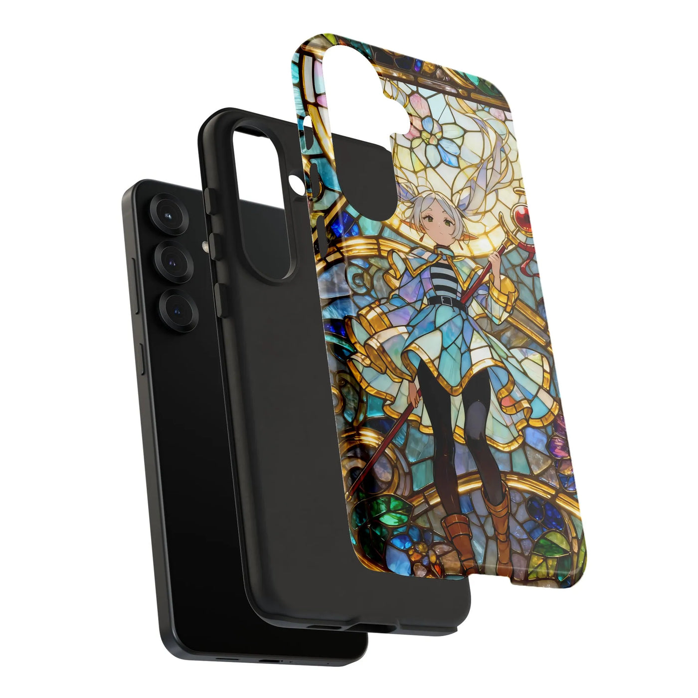 Frieren Stained Glass Phone Case | Fantasy Anime Mage Art | Dual-Layer Polycarbonate Cover | Samsung Galaxy S21-S26 Ultra Gif
