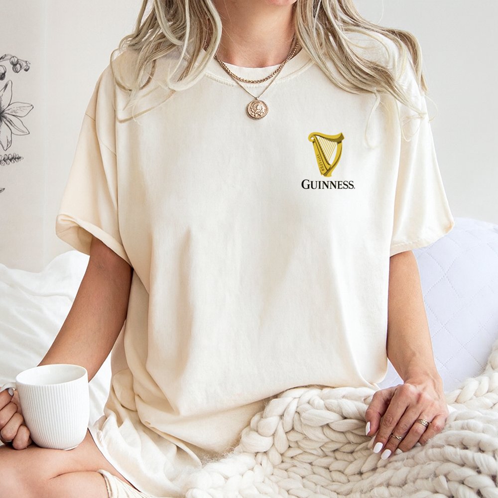 Guinness Harp Logo T-Shirt | Minimalist Beer Brand Apparel | Premium 100% Cotton Tee | Gift for Beer Lovers and Stout Enthusi
