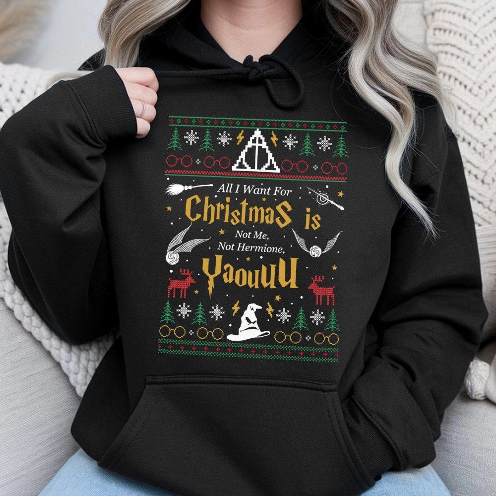 Wizard Christmas Hoodie | Magical Fantasy Ugly Sweater Design | Premium Cotton Blend Pullover | Festive Holiday Gift for Fant