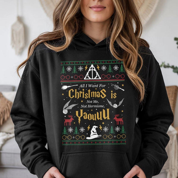 Wizard Christmas Hoodie | Magical Fantasy Ugly Sweater Design | Premium Cotton Blend Pullover | Festive Holiday Gift for Fant