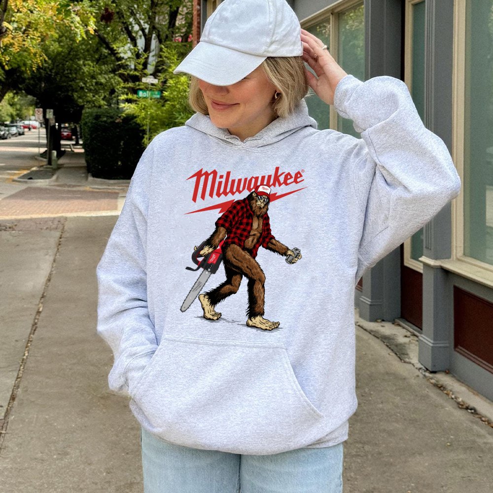Bigfoot With Chainsaw Hoodie | Funny Sasquatch Graphic Sweatshirt | Premium Cotton-Blend | Gift For Tool Enthusiasts And Cont