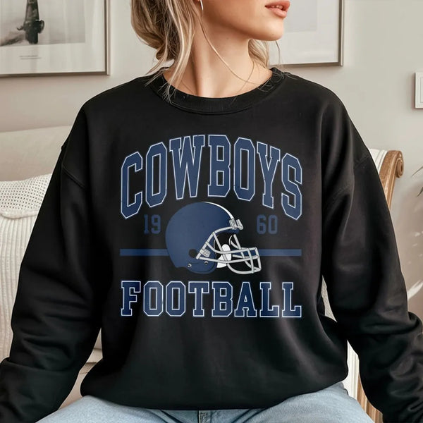 Cowboys Football Sweatshirt | Retro 1960 Varsity Graphic Print | Premium Cotton Blend | Gift for Dallas NFL Fans & Sports Ent