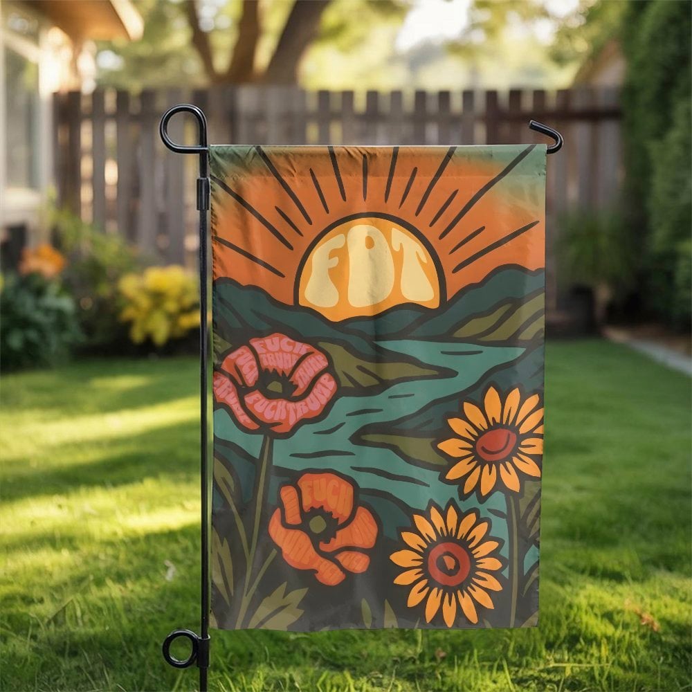 FDT Garden Flag | Retro Floral Landscape Print | Premium Durable Polyester | Anti-Trump Yard Decor for Outdoor Lawn Sign