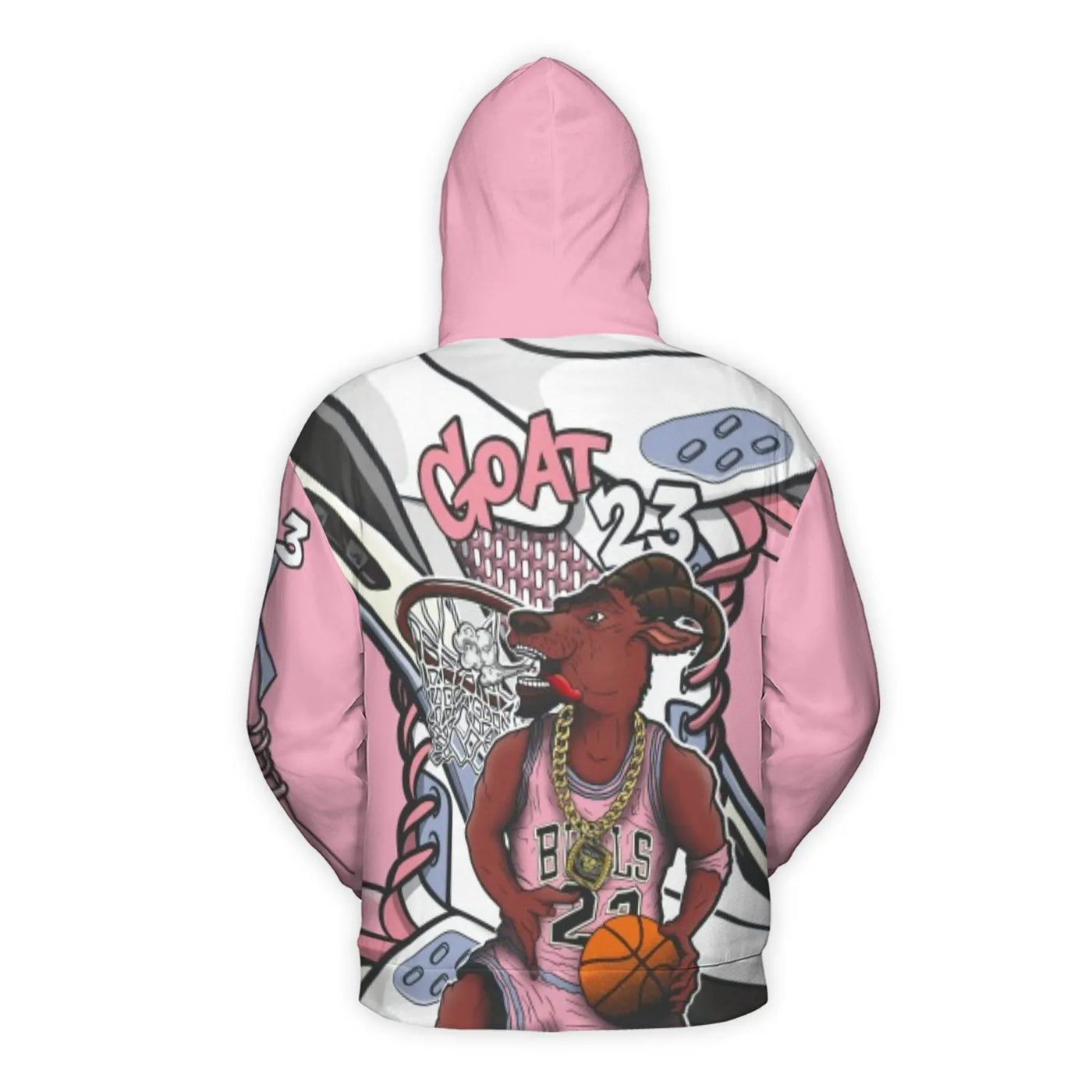 Basketball GOAT 23 Hoodie | Pink Sneaker Graphic Streetwear | Premium Brushed Polyester | Gift For Basketball Fans And Player