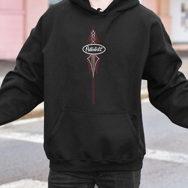 Peterbilt Pinstripe Hoodie | Classic Semi Truck Logo Graphic | Premium Cotton Blend | Gift For Truck Driver Enthusiast