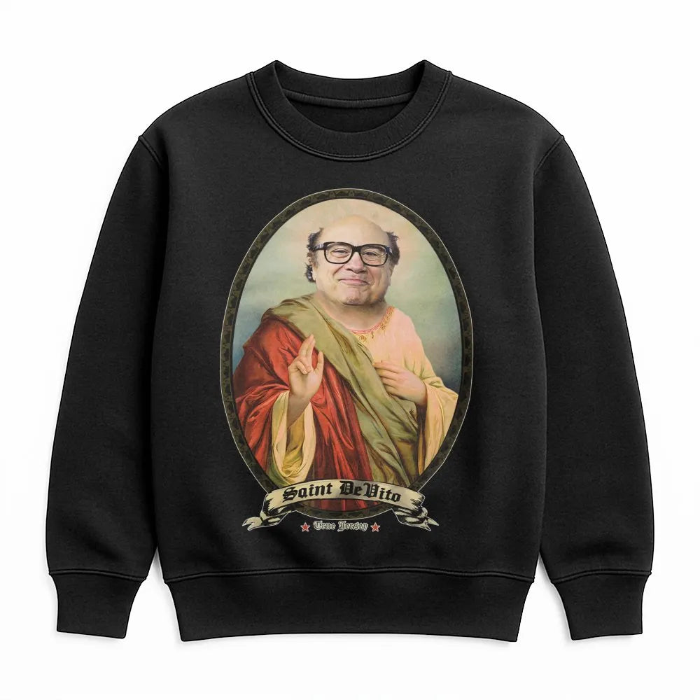 Saint Danny Devito Sweatshirt | Funny Celebrity Meme Graphic Print | Premium Cotton Blend | Unisex Pop Culture Gift For Fans