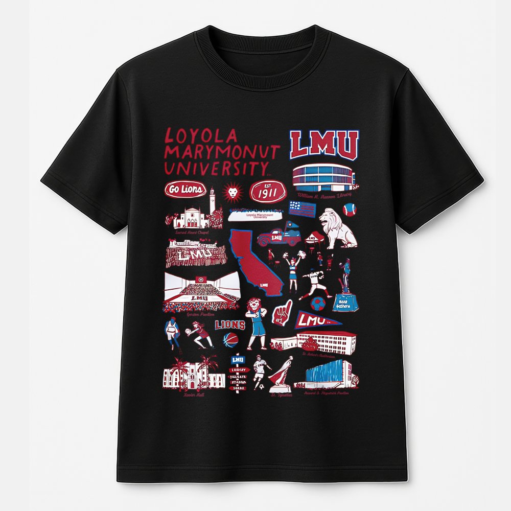 Loyola Marymount University T-Shirt | LMU Lions Campus Collage Graphic | Premium Cotton Unisex Tee | Gift for Students, Alumn
