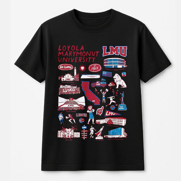Loyola Marymount University T-Shirt | LMU Lions Campus Collage Graphic | Premium Cotton Unisex Tee | Gift for Students, Alumn