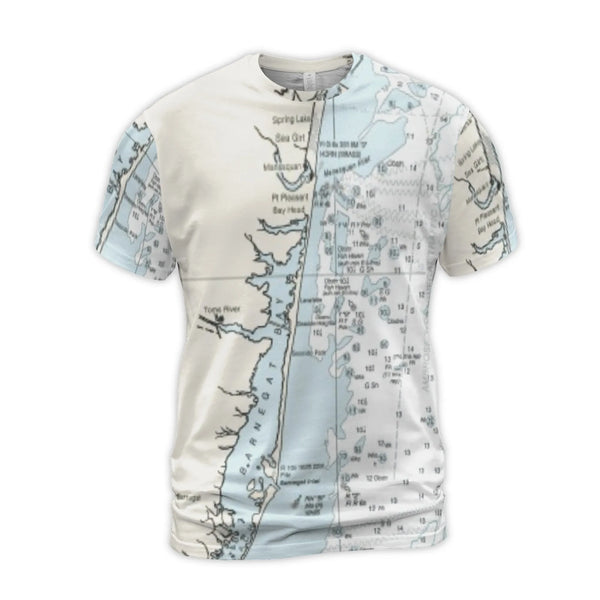 Barnegat Bay Nautical Map 3D T-Shirt | Toms River Point Pleasant Chart Print | Premium Jersey Summer Tee | Gift for Boaters a
