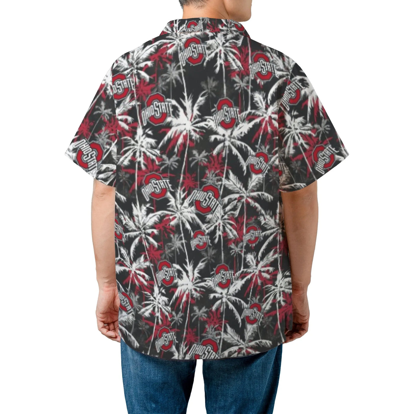 Ohio State Buckeyes Hawaiian Shirt | Tropical Palm Tree Print | Woven Polyester Breathable Fabric | Premium Gift for College 
