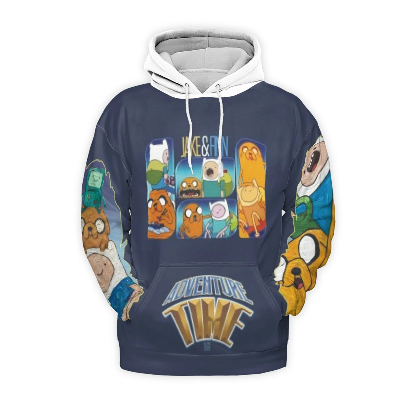 Adventure Time Hoodie | Jake and Finn 3D Graphic Print | Premium Polyester Fleece | Unisex Cartoon Fan Gift for Adults