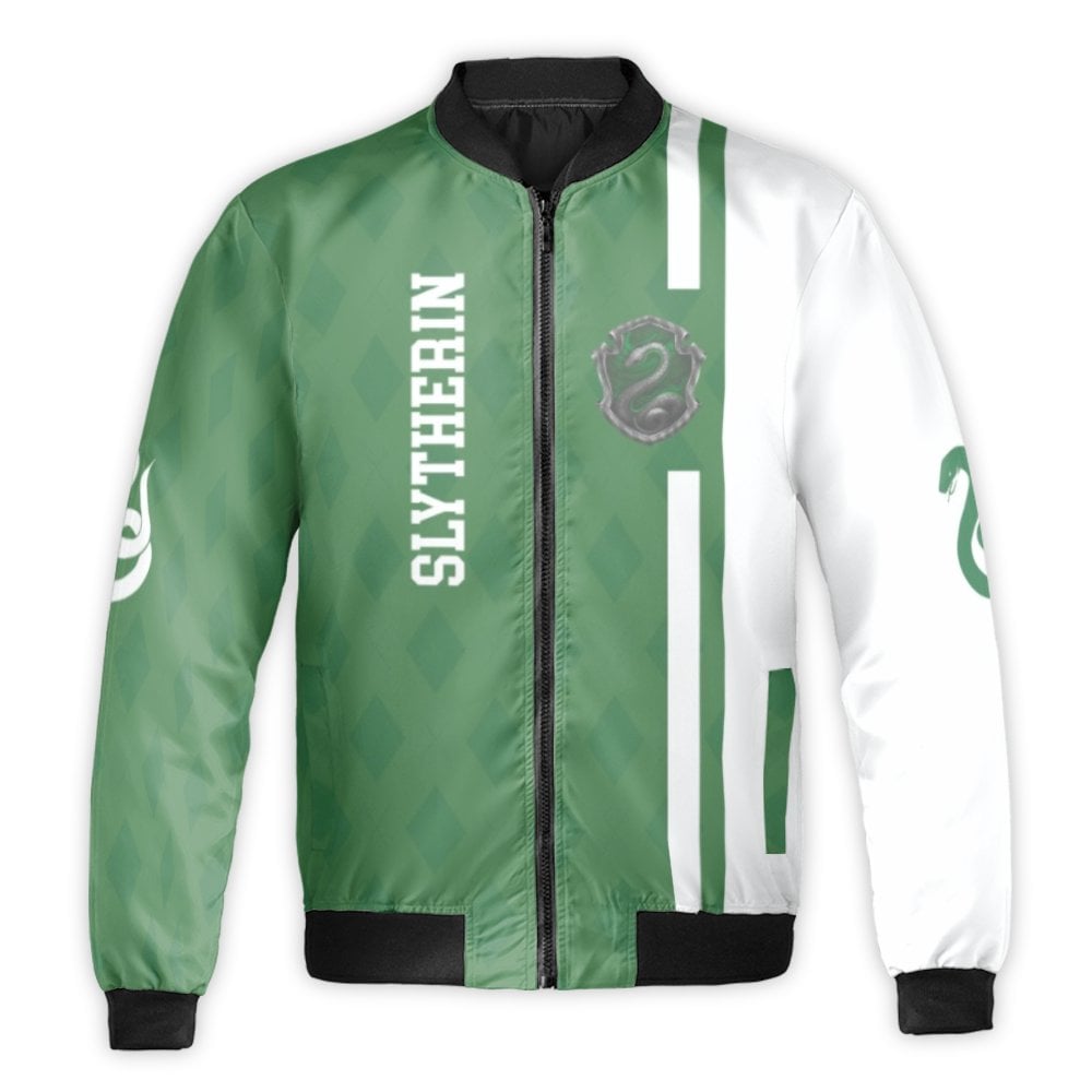 Slytherin Bomber Jacket | Snake House Aesthetic Streetwear | Premium Nylon Windbreaker | Wizarding World Fan Gift For Adults
