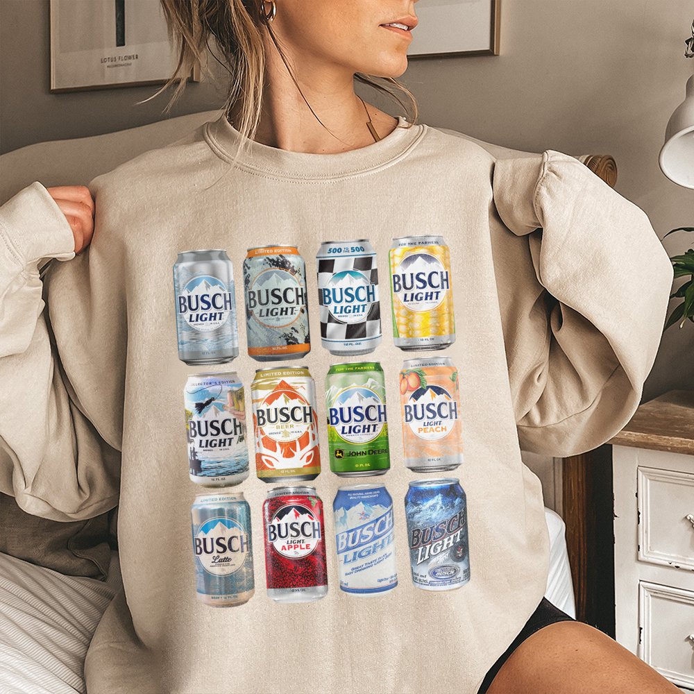 Busch Light Beer Can Graphic Sweatshirt | Retro Beer Logo Apparel | Soft Cotton-Poly Blend Crewneck | Gift for Beer Lovers & 