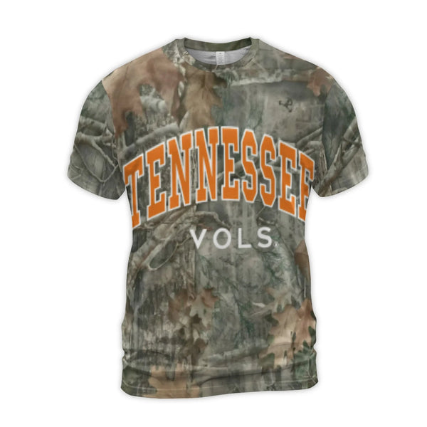 Tennessee Vols 3D T-Shirt | Camouflage All-Over Print Graphic Tee | Premium Polyester Blend | Fan Gift for College Football F